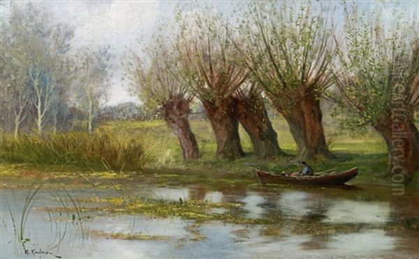 Weiden Am Seeufer Oil Painting by Adolf Kaufmann