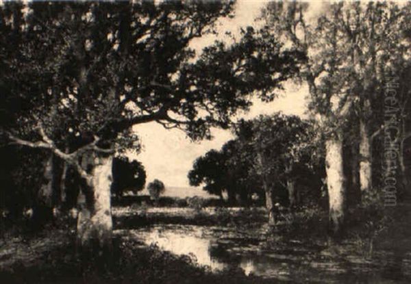 Ein Sommertag Im Wald Von Fontainebleau Oil Painting by Adolf Kaufmann