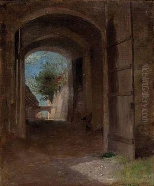 Blick Aus Einem Alten Hof Oil Painting by Marie Bauer