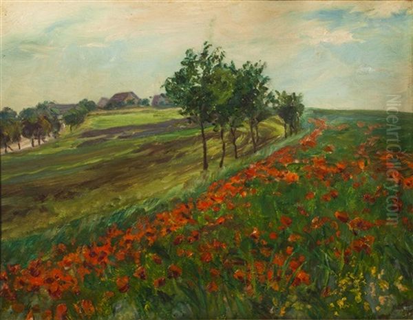 Landschaft Mit Klatschmohn Oil Painting by Frantisek Kavan