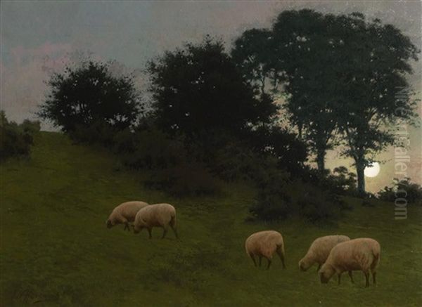 Whispering Leaves And Wandering Sheep Oil Painting by Joseph Malachy Kavanagh