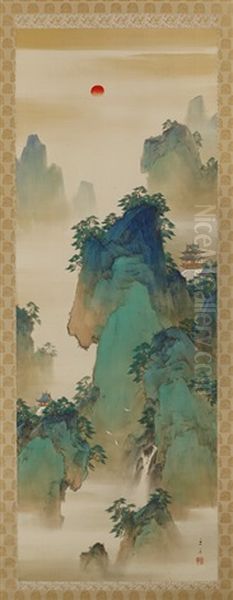 Mountains Oil Painting by Manshu Kawamura
