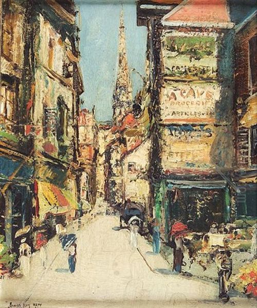 Rue Du Bac, Rouen (+ La Rue Malpalu; Pair) Oil Painting by James Kay