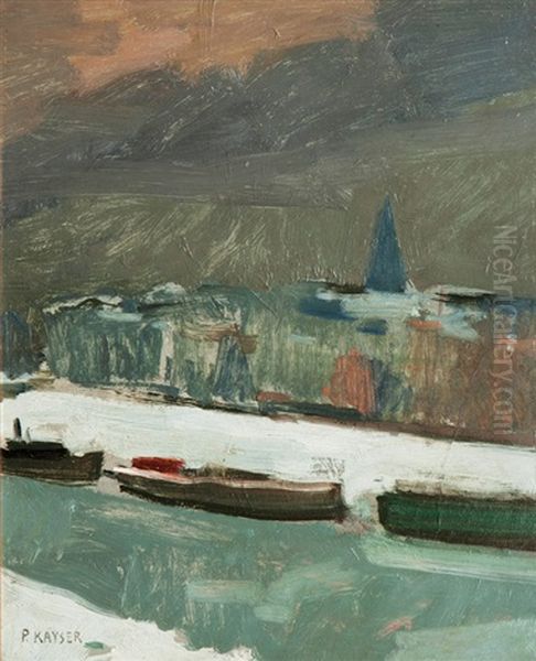 Boats On The River Oil Painting by Paul Kayser
