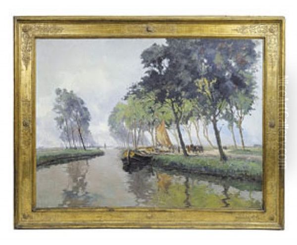 River Landscape Oil Painting by Frans Keelhoff