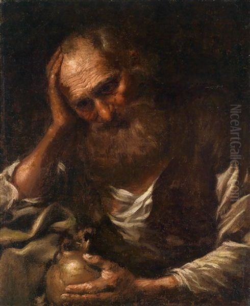 A Philosopher (heraclitus?) Oil Painting by Bernhard Keil