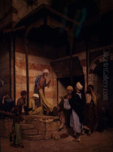 La Rue Du Mousky Au Caire Oil Painting by Eugene Baugnies