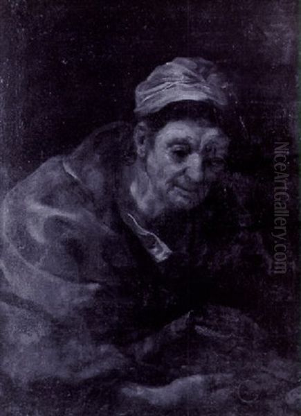 Portrait D'une Vieille Femme Lisant Un Livre Oil Painting by Bernhard Keil