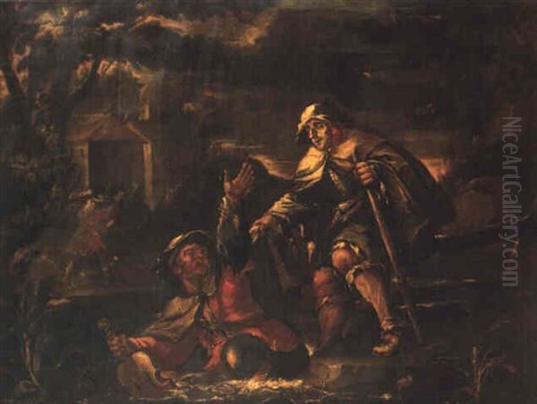 En Blind Leder Blinda Oil Painting by Bernhard Keil