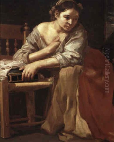 Bildnis Einer In Nachdenken Versunkenen Jungen Frau Oil Painting by Bernhard Keil