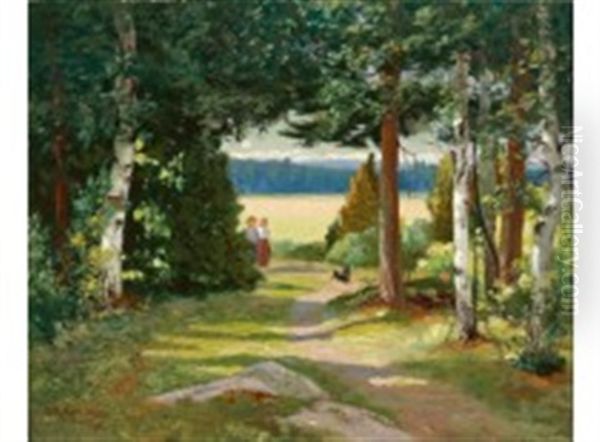 Forest Path Oil Painting by Sigfrid August Keinanen