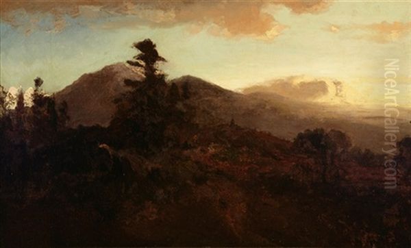 Sierra Nevada Mountain Landscape At Sunset Oil Painting by William Keith