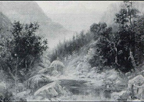 Landscape With Mountain Stream Oil Painting by William Keith