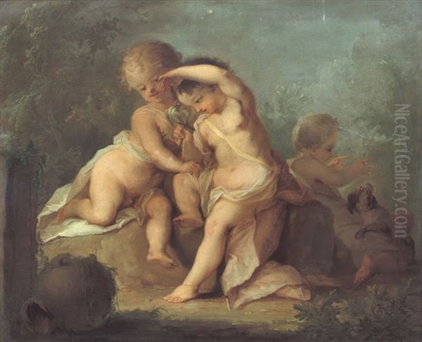 Gioco Di Putti Oil Painting by Johann Heinrich Keller