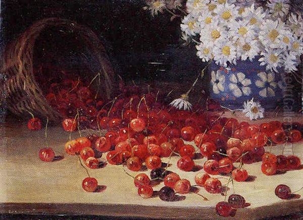 Kirschenstilleben Oil Painting by Marie Keller-Hermann