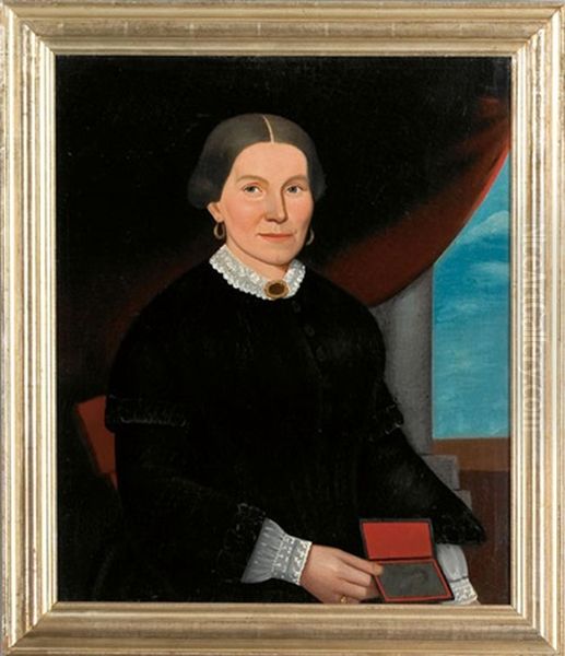 Portrait Of A Woman Holding A Daguerreotype Oil Painting by William W. Kennedy