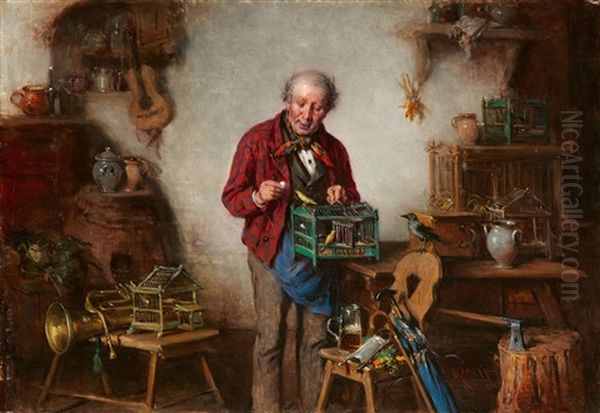 The Feathered Friends Oil Painting by Hermann Kern
