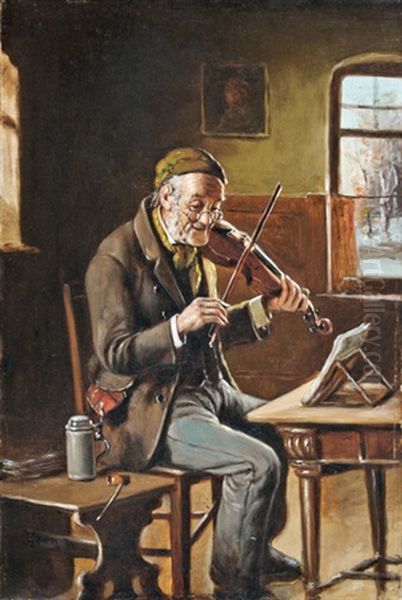 Muzsikalo Oregur Oil Painting by Hermann Kern