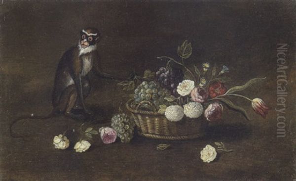 Stillleben Mit Meerkatze Oil Painting by Jan van Kessel the Elder