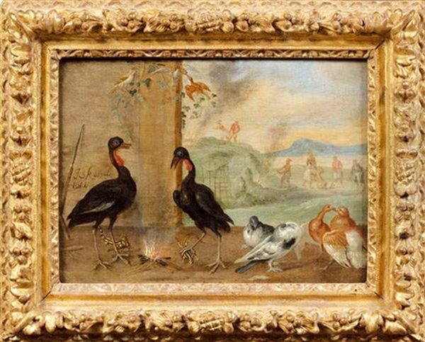 Oiseaux Se Nourrissant De Salamandres Oil Painting by Jan van Kessel the Younger