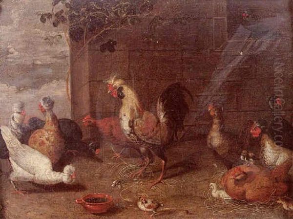 Scene De Basse-cour Oil Painting by Jan van, the Younger Kessel