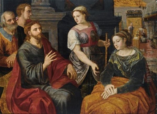 Christ In The House Of Martha And Mary Oil Painting by Willem Adriaensz Key