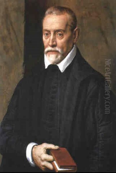 Portrait Of An Academic Holding A Book Oil Painting by Willem Adriaensz Key