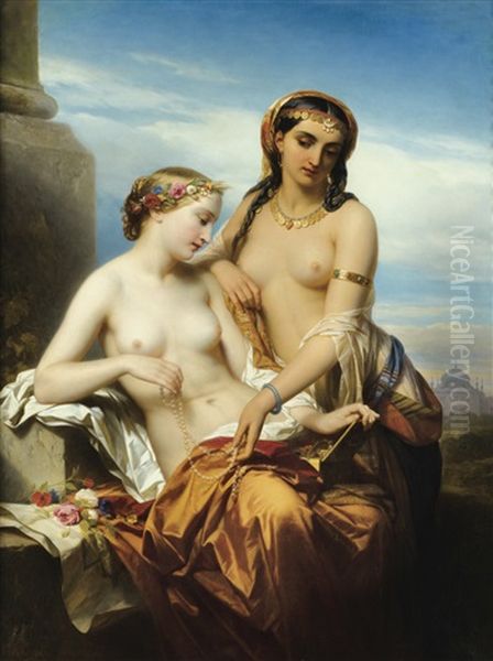 L'orient Et L'occident Oil Painting by Nicaise de Keyser