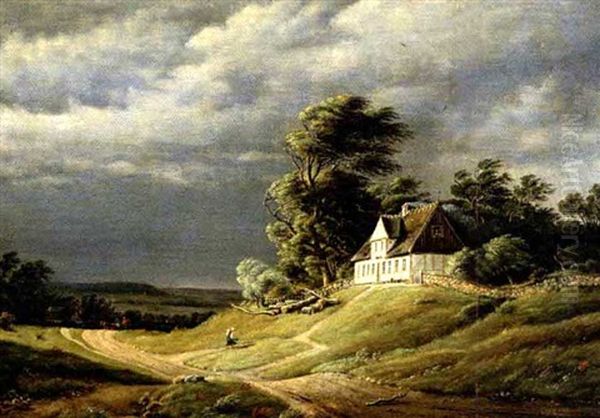 Blaesevejr Oil Painting by Frederik Christian Jacobsen Kiaerskou
