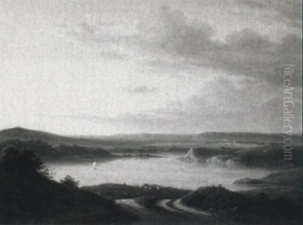 Weite Seenlandschaft Oil Painting by Frederik Christian Jacobsen Kiaerskou