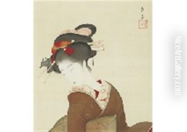 Beauty Figure Oil Painting by Keigetsu Kikuchi