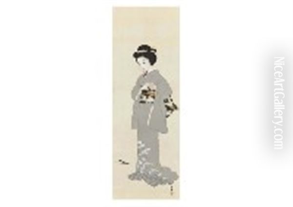 Change Clothes Oil Painting by Keigetsu Kikuchi