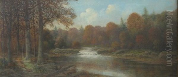 Fall Landscape With Stream Oil Painting by Albert Francis King