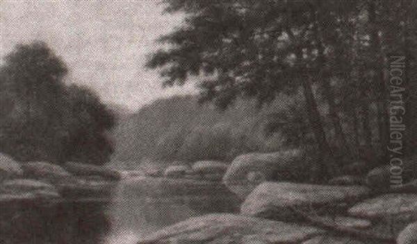 River Landscape, Early Autumn Oil Painting by Albert Francis King
