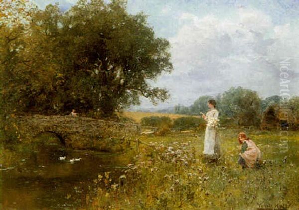 A Buckinghamshire Meadow Oil Painting by Henry John Yeend King