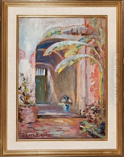 The Courtyard Door, French Quarter Oil Painting by Alberta Kinsey