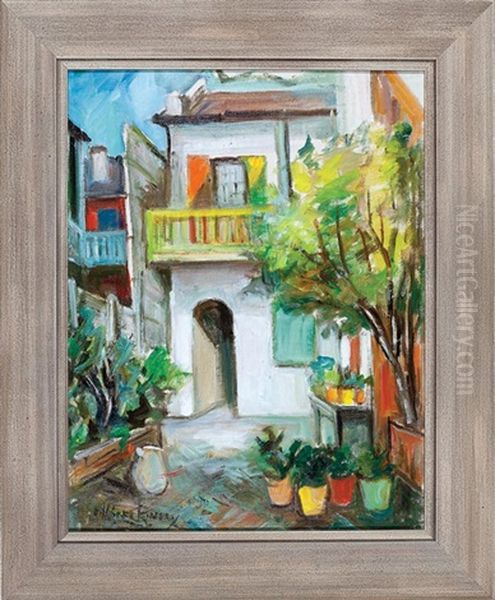 French Quarter Courtyard Oil Painting by Alberta Kinsey