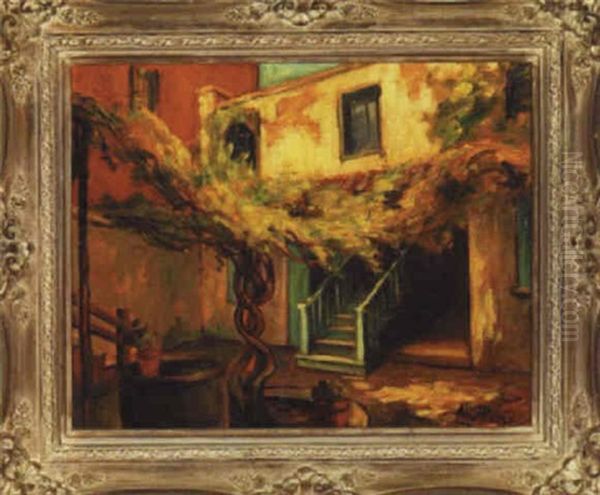 Louisiana Courtyard Oil Painting by Alberta Kinsey