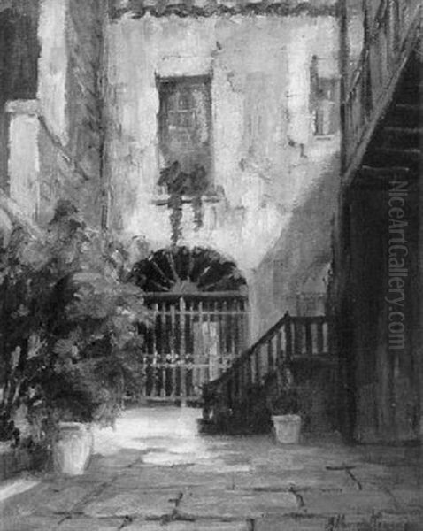 Patio Of Moses Studio, St. Peter's Street Oil Painting by Alberta Kinsey