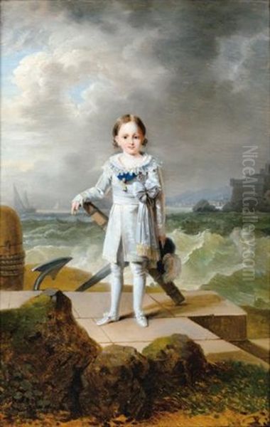 Portrait Du Prince Napoleon-louis Bonaparte Oil Painting by Francois-Joseph Kinson