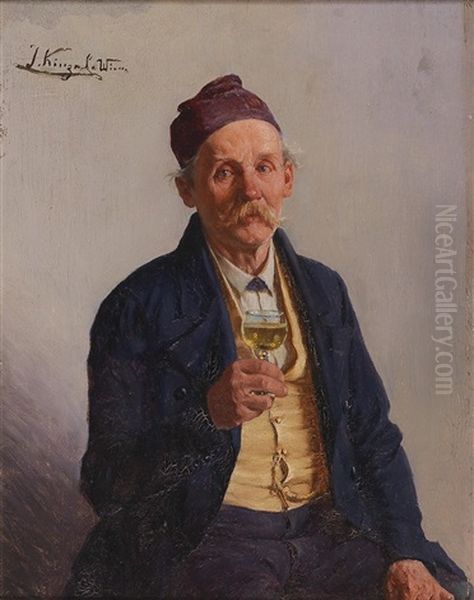 A Good Drop Oil Painting by Josef Kinzel