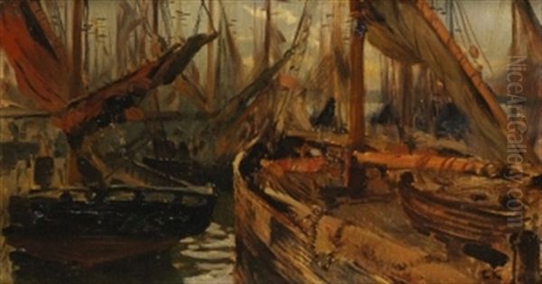 Der Hafen Von Ijmuiden Oil Painting by Erich Kips