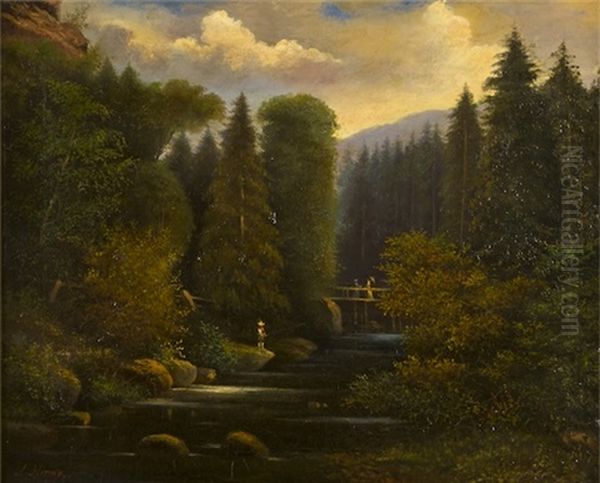 Potok V Lese Oil Painting by Alois Kirnig