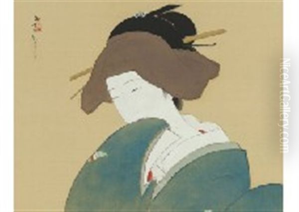 Beauty Figure Oil Painting by Tsunetomi Kitano