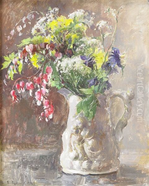 Stilleben Med Sommarblomster Oil Painting by Esther Kjerner