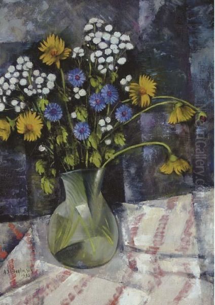 Floral Still Life Oil Painting by Abraham Solomon Baylinson