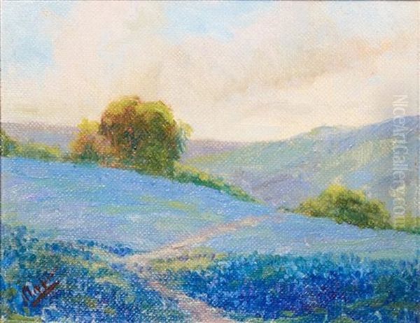 Field Of Blue Flowers Oil Painting by Frank Klepper