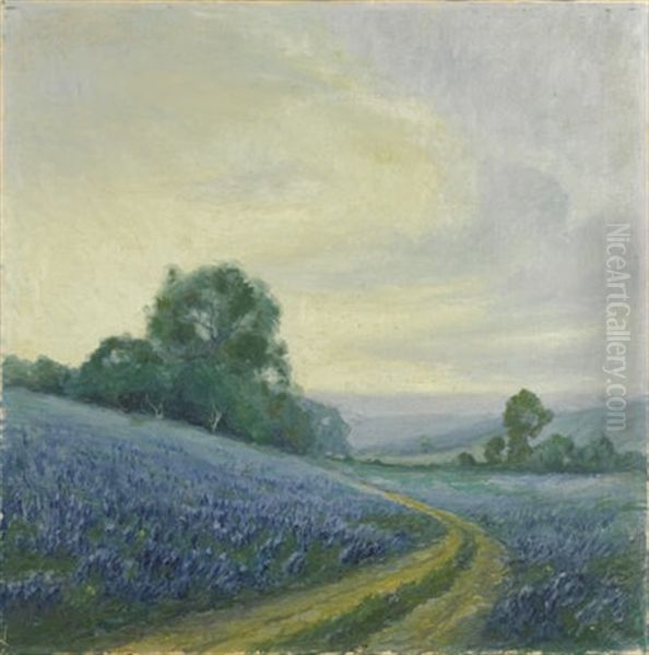 Untitled - Bluebonnets Oil Painting by Frank Klepper