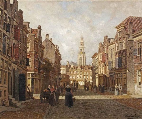 A View Of Middelburg With The Lange Jan Oil Painting by Johannes Christiaan Karel Klinkenberg