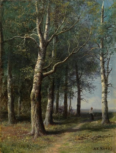 Forest Path Oil Painting by Mikhail Konstantinovich Klodt von Jurgensburg